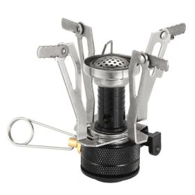 Outdoor Foldable Cooker Camping Hiking Furnace Gas Stoves (Color: Black, type: Stoves)
