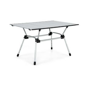 Adjustable Heavy-Duty Outdoor Folding Camping Table (Color: Silver, type: Camping Table)