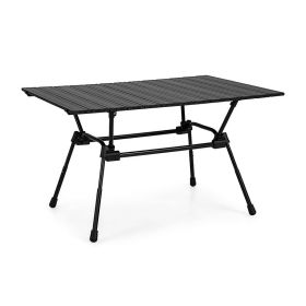 Adjustable Heavy-Duty Outdoor Folding Camping Table (Color: Black, type: Camping Table)