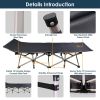Folding Camping Cot Portable Sleeping Camping Bed Collapsible Travel Camp Cots Guest Bed Cot with 2-Sided Soft Pad 440LBS Max Load